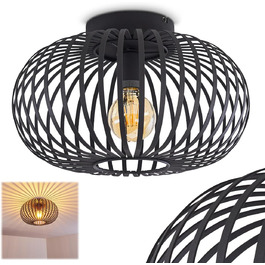 Стельовий світильник Oravi, круглий стельовий світильник з металу чорного кольору, 1 лампа, цоколь Е27, світильник з чудовими світловими ефектами на стелі, без лампочки