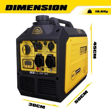 Інверторний генератор Aceup 3400W: бензиновий, 230V/12V, USB, цифровий дисплей, для дому, кемпінгу, 4-тактний, 23кг