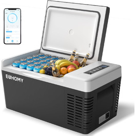 EUHOMY Компресорний холодильник -20℃~20℃, 12V/24V/220-240V, 18L, з APP-керуванням для кемпінгу, подорожей, авто та дому