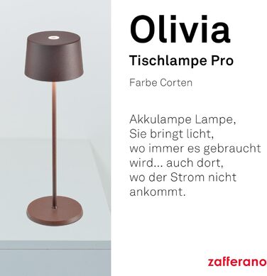 Zafferano Olivia Pro: Портативна LED-лампа з торшером, регулювання яскравості, 2200-3000K, Corten, для дому та саду
