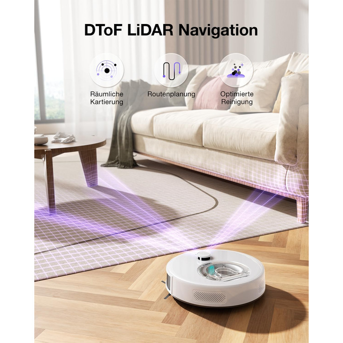 Робот-пилосос OKP L7G 3-в-1 з функцією миття підлоги, LiDAR-навігація, 6000Pa, 150 хв роботи, WiFi, Alexa, для тварин, килимів, твердих підлог, сірий