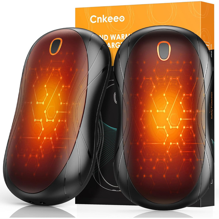 Електричні грілки для рук Cnkeeo 2 шт. з роздільним магнітним з'єднанням, Powerbank USB, 3 режими нагріву, для активного відпочинку, риболовлі, полювання, чорно-білі (чорний)