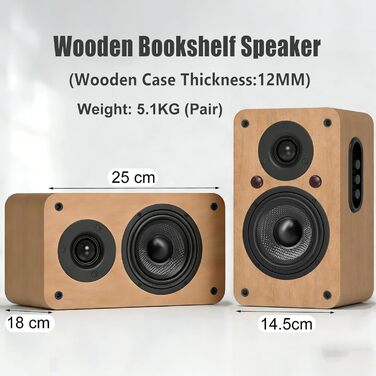 LONPOO LP-42S/LP-42X-YELLOW: Компактні Bluetooth колонки з USB, AUX та виходом для навушників | 30W, 3-дюймовий динамік, дерев'яний корпус