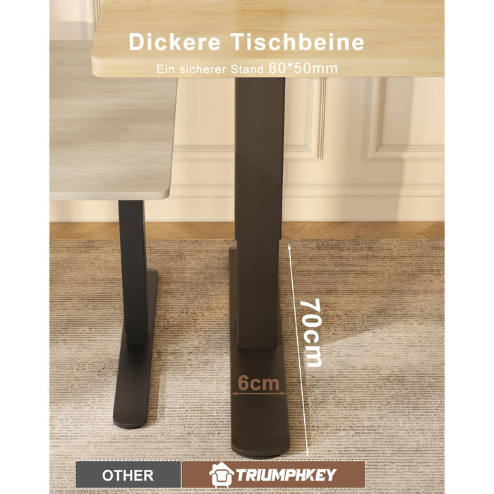 Регульований стіл висотою 200x80 см з USB-портом, 3 режими пам'яті, антиколізійна система, комп'ютерний стіл, горіх+чорний