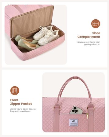 Сумка-органайзер для одягу LOVEVOOK для жінок, 53L, рожева: валіза, дорожня сумка, органайзер для взуття, набір 2 шт.
