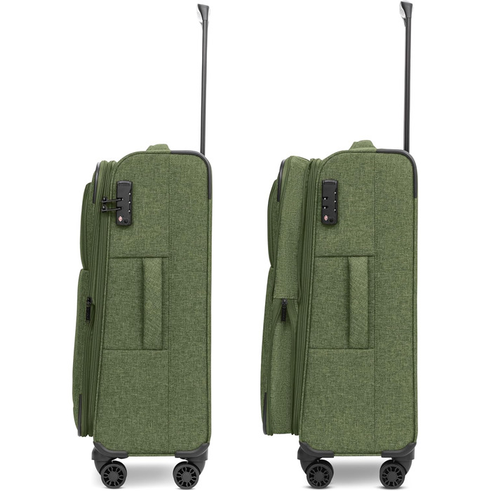 М'який кейс REDOLZ MEDIUM 67 см, 4 колеса, TSA, Expandable, Olive (Essentials 12, 3 шт. Встановлений)