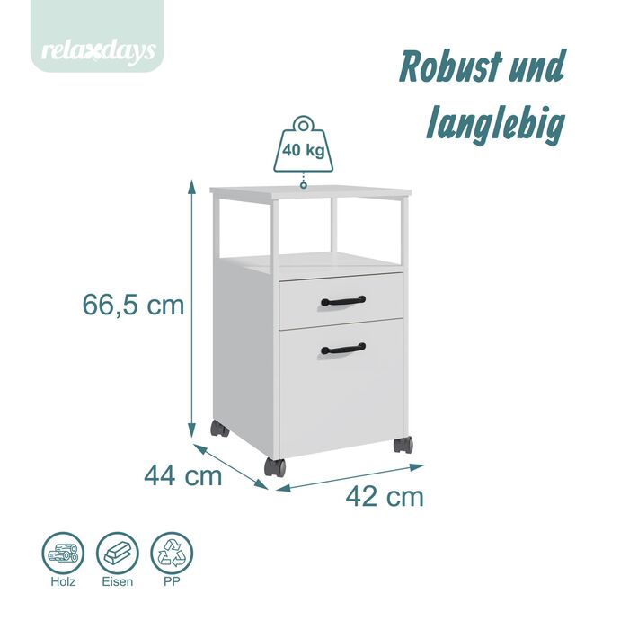 Ящик на колесах Relaxdays з двома шухлядами