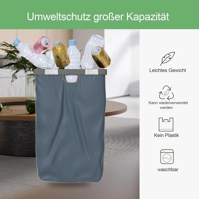 Кошик для білизни з кришкою Tiklife, 100 л, сірий - кошик для одягу, мішок для білизни, сортер для білизни, коробка для білизни, складаний