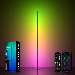 LED торшер для вітальні, білий з пультом ДУ, RGB 16 млн кольорів, синхронізація з музикою, 140 см, кутова лампа для ТВ, спальні, ігрової кімнати