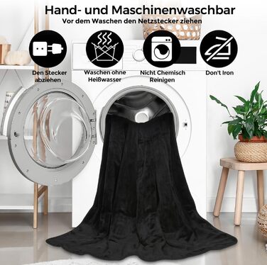 Електрична ковдра PROALLER з регулюванням температури, таймером та автовимкненням (160x130 см, чорна)