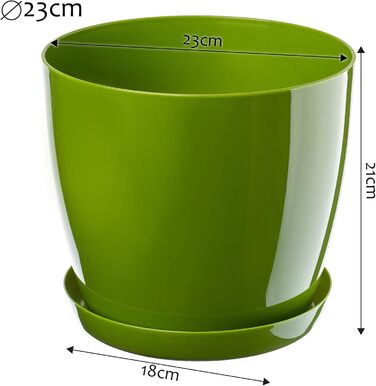 Набір горщиків для квітів KADAX (3 шт.) – зелений, 20/23 см | Пластикові горщики для дому, підвіконня, кімнатні рослини та трави