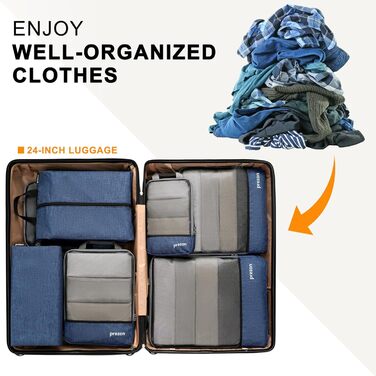 Набір компресійних органайзерів для подорожей Packing Cubes для валізи та рюкзака, 4 шт, темно-синій