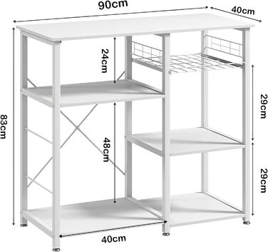 Стелаж кухонний Sogesfurniture з підставкою для мікрохвильової печі, чорний & горіх, 90x40x83 см