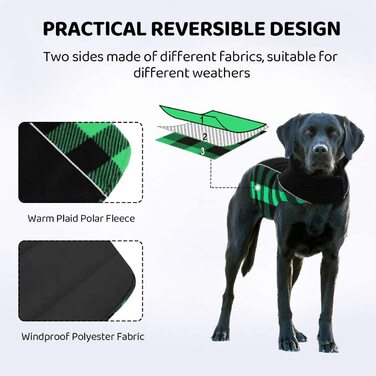 Зимова водонепроникна вітрозахисна куртка для собак CITTOILE для маленьких середніх і великих собак, бавовняна куртка для собак з отвором для ременя безпеки, Світловідбиваюча тепла регульована, зелена, L L Зелена