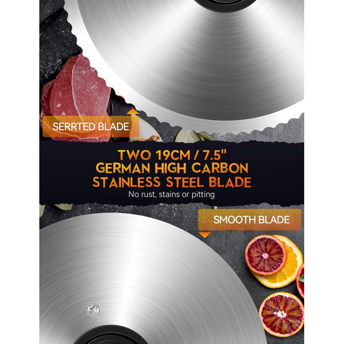 Електричний слайсер 200W з нержавіючої сталі - кухонна машина з регулюванням 0-15 мм, 2 леза, для м'яса, ковбаси, сиру та хліба