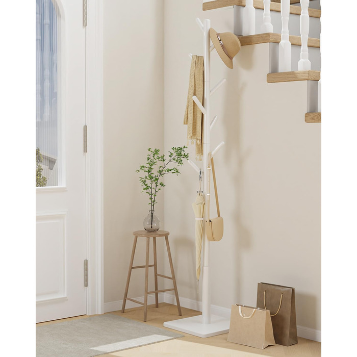 Дерев'яна вішалка для одягу Yawinhe, 180 см, 8 гачків, 3 рівня, для передпокою