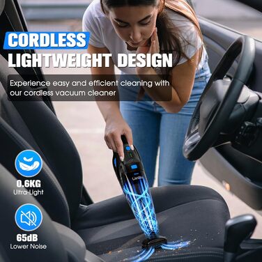 Акумуляторний ручний пилосос LanBlu для авто та дому, 25000Па, 120Вт, з LED-підсвіткою, зарядною станцією та мийним HEPA-фільтром, для вологого та сухого прибирання