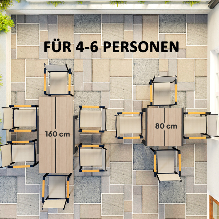 Розсувний алюміній Outsunny Garden Table 80/160x80 см Атмосферостійкий балконний стіл Нековзний фуршетний стіл Кемпінговий стіл на 6 осіб Стіл для патіо Відкритий обідній стіл для саду, патіо Балкон з натурального дерева