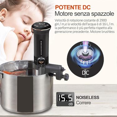 Су-від кухонний прилад KitchenBoss Roner: професійний термоциркулятор, IPX7, водонепроникний, таймер з тачскріном, срібний