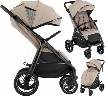 Дитячий прогулянковий візок Sirocco Maxelle: великі колеса 28 см, великий капюшон, амортизація