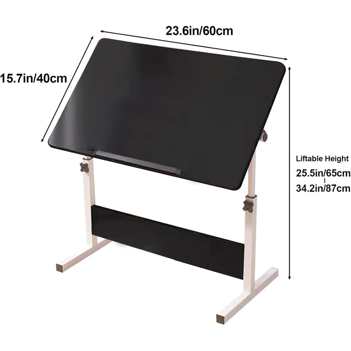 Стіл для малювання Art Desk: регульована висота та кут нахилу, для дому та офісу, чорний (40 x 60 см)