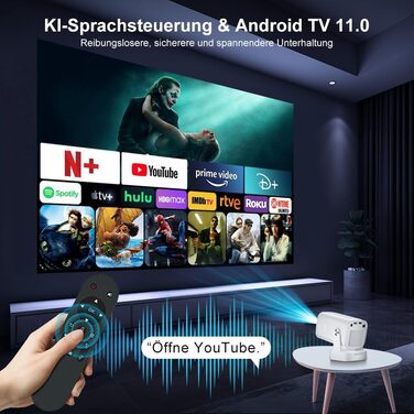 Beamer 4K HY260pro: Портативний проєктор з Wi-Fi 6, Bluetooth 5.4, Android TV, 180° обертанням, 18000 люмен, 5W динамік для дому та відпочинку