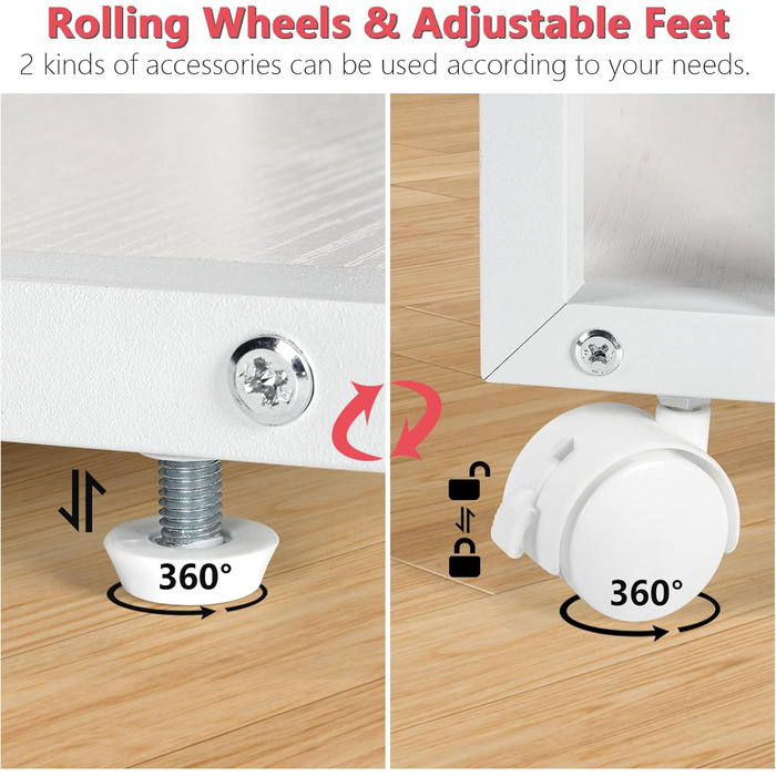 Друкерний стіл Shinoske з 2 рівнями, ролик з дерева та металу, 45x29x33 см. Підходить для принтера, сканера, факсу, офісу та дому