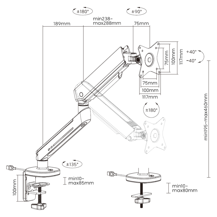 Настільне кріплення для монітора OfficePro MA901G Plus