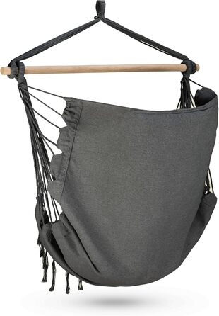 Підвісне крісло-гойдалка з подушкою 100x130x75 см, до 150 кг, для саду та дому, графітовий колір