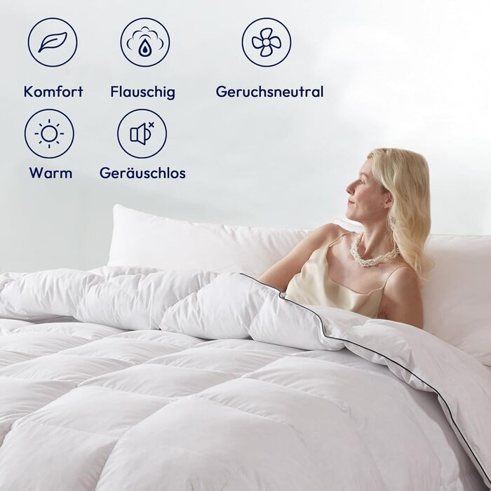 Преміум ковдра з гусячого пуху та пера 135x200 см, цілорічна, з біо-бавовни, сертифікація Öko-TEX 100, DOWN Pass, RDS, 135 x 200 см