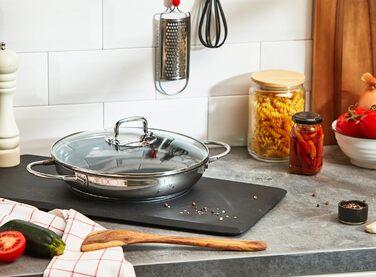 Сковорода для тушкування WMF Devil 28 см з кришкою, 5л, Cromargan нержавіюча сталь з покриттям, для духовки