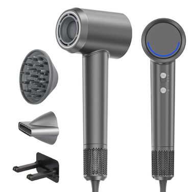 Професійний фен для волосся з безщітковим двигуном 110 000 об/хв, іонізацією (200 млн негативних іонів), 4 температурних та 2 швидкісних режимах, з дифузором та концентратором