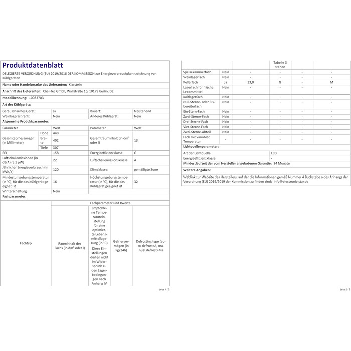Холодильник Klarstein, міні-холодильник для напоїв, 46 л, з морозильною камерою, тихий, для догляду за шкірою, для кемпінгу, для офісу, 0-10°C
