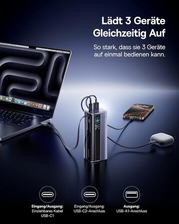 Powerbank Baseus EnerGeek для ноутбука: 100W, 10000mAh, 2x USB-C PD 3.0, Digital Display, сумісний з MacBook, Dell, HP, SteamDeck, iPhone, Samsung