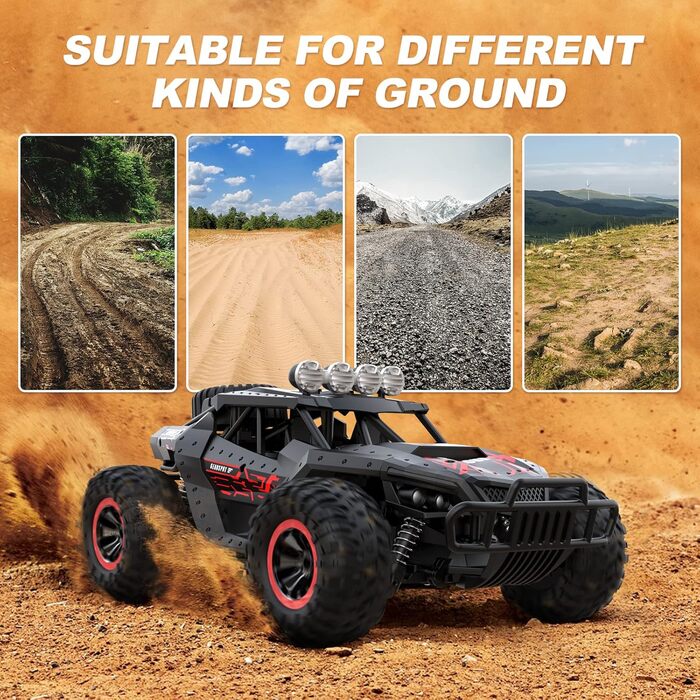 Радіокерований позашляховик 1:16 для хлопчиків, 2 акумулятори, 70 хв, 25 км/год, 2.4GHz, RC баггі, гоночний автомобіль, крос-кантрі, іграшка