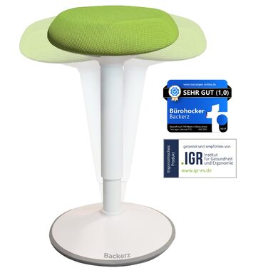 Ергономічний офісний стілець-хокер з регулюванням висоти та ефектом балансування, зелений (40-60 см). Стілець для стоячої роботи, тестувальник якості.