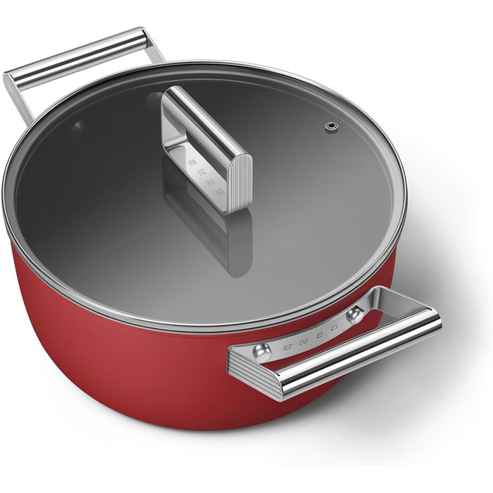 Електричний чайник Smeg KLF05CREU 0.8 л, червоний, з нержавіючої сталі, з індикатором рівня води та захистом від нагрівання