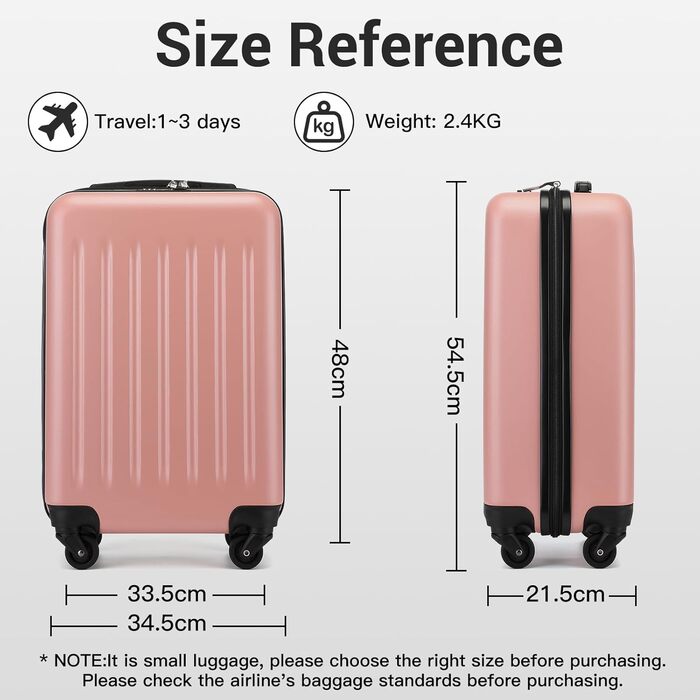 Чемодан-валіза KONO Hartschale на колесах 55 см (20 дюймів), Rosegold