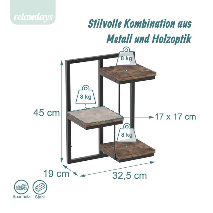 Поличка на стіну Relaxdays в індустріальному стилі