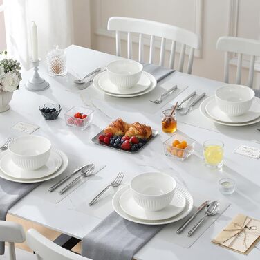 Набір посуду MALACASA LEILA, 18 предметів, порцеляна, скандинавський стиль, білий. Серія LEILA - 6 осіб, 18-ти частинний сервіз