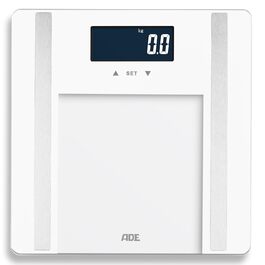 Цифрова шкала жиру в організмі ADE до 200 кг Ваги для ванної кімнати для жиру в організмі, ІМТ, м'язової маси, води в організмі, ваги, BMR Ваги для тіла з розпізнаванням користувача білий