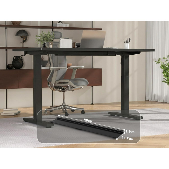 Електричний підйомний стіл Devoko 160x80 см, ергономічний комп'ютерний стіл для роботи стоячи та сидячи, стільниця 25 мм, подвійний мотор, пам'ять, USB-C (Чорний)