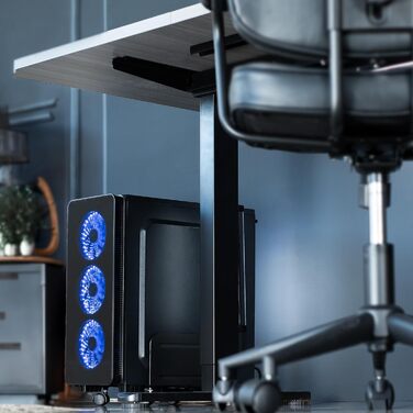 Підставка для ПК VIVO CART-PC01, чорна, регульована, на коліщатках з блокуванням, для ігрового комп'ютера, ATX-корпус