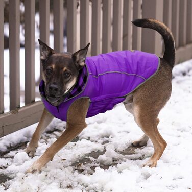 Класичне зимове пальто в клітку для собак, світловідбиваючий теплий вітрозахисний жилет для собак, зимова куртка для домашніх тварин з бавовняною підкладкою, Одяг для домашніх тварин для холодної погоди, L (XL (окружність грудей 68-84 см, спинка 52 см), ф