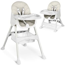 Дитячий стільчик для годування Ricokids 3в1 Beige - регульована висота, з підносом, корзина, для дітей від 6 місяців
