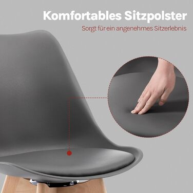 Набір з 2-х обертових кухонних стільців Woltu для їдальні, з масиву дерева та штучної шкіри, сірого кольору, до 120 кг