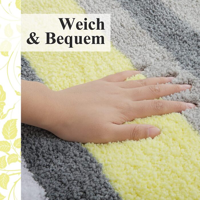 Набір килимків для ванної кімнати Homaxy (2 шт.) з мікрофібри, швидковисихаючі, м'які, з високим ворсом, 40x60 см + 50x80 см, зелено-сірий