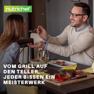 NutriChef Grillplatte 56см – чавунна гриль-пательня з антипригарним покриттям та жолобком для жиру, стійка до високих температур, для газового гриля та плити, BBQ та приготування їжі в приміщенні (28 см квадратна)