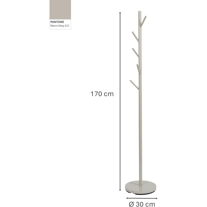 Стійка для одягу Loft - металева, біла, 5 гачків, 170 см, для прихожей, спальні, офісу