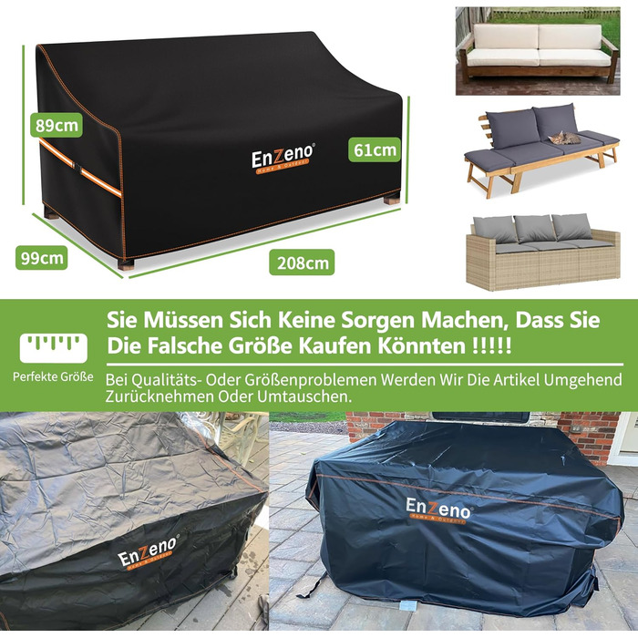 Захисний чохол для садовой меблів Enzeno L-подібної форми, водовідштовхуючий та вітростійкий, 255x255x87 см